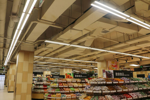 500pcs dual wing LED linear lights for YH supermarket lighting upgrade in China